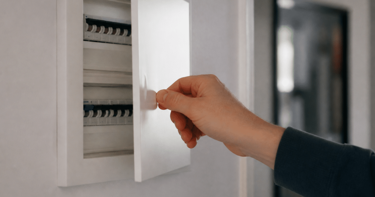 Main ouvrant panneau electrique pour acceder au fusible