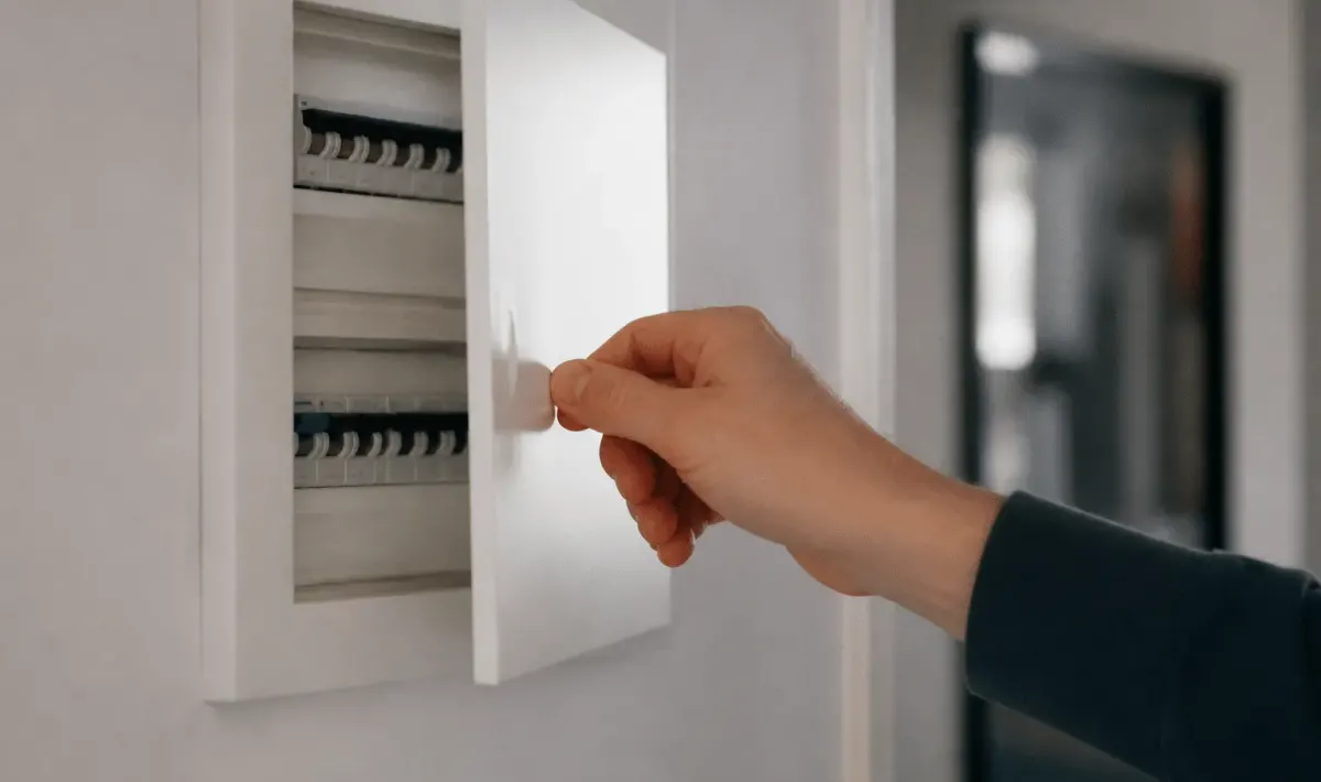 Main ouvrant panneau electrique pour acceder au fusible