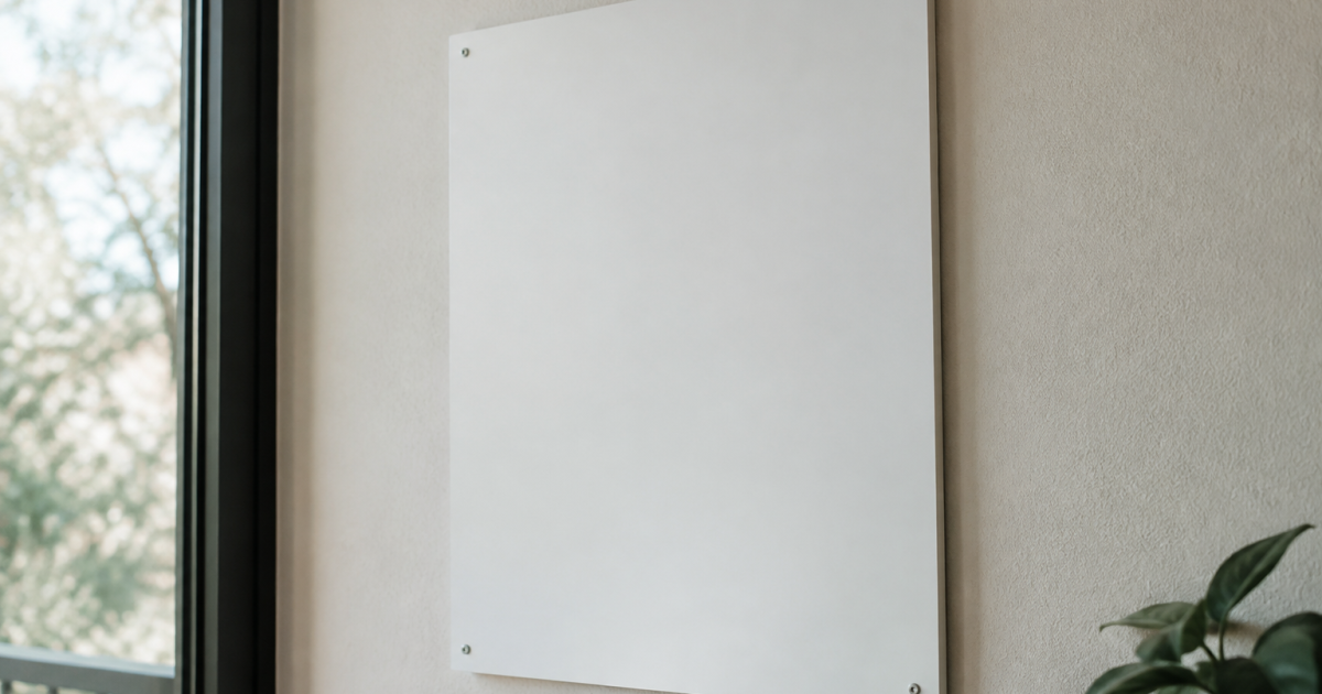 panneau blanc rigide fixe verticalement au mur