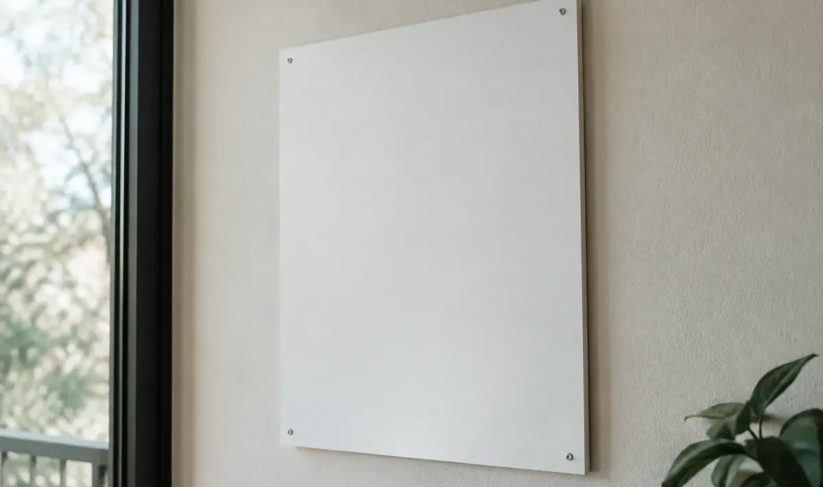 panneau blanc rigide fixe verticalement au mur